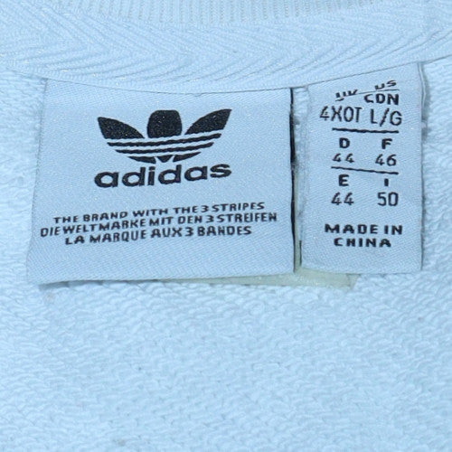 Adidas Womens White Crew Neck Pullover Sweatshirt Size XL