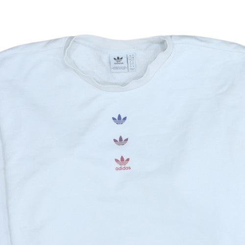 Adidas Womens White Crew Neck Pullover Sweatshirt Size XL