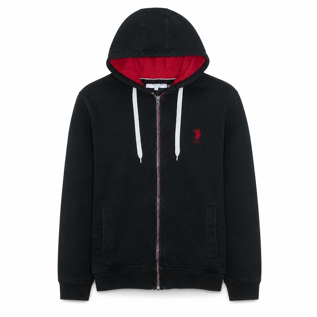 U.S. Polo Assn. Men's Black Full Zip Hoodie Size M Logo Fleece