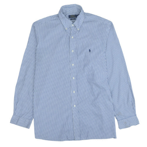 Ralph Lauren Men’s Blue Striped Button-Down Classic Fit Long Sleeve Shirt 17