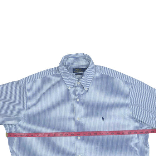 Ralph Lauren Men’s Blue Striped Button-Down Classic Fit Long Sleeve Shirt 17