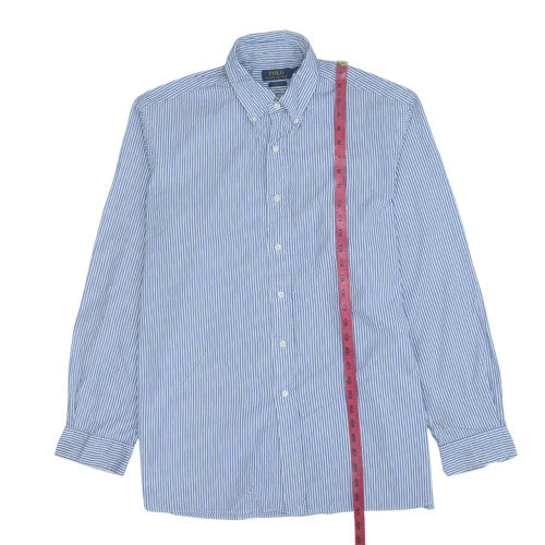 Ralph Lauren Men’s Blue Striped Button-Down Classic Fit Long Sleeve Shirt 17