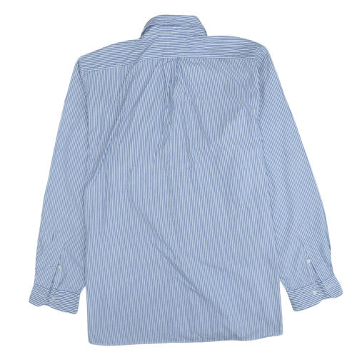 Ralph Lauren Men’s Blue Striped Button-Down Classic Fit Long Sleeve Shirt 17