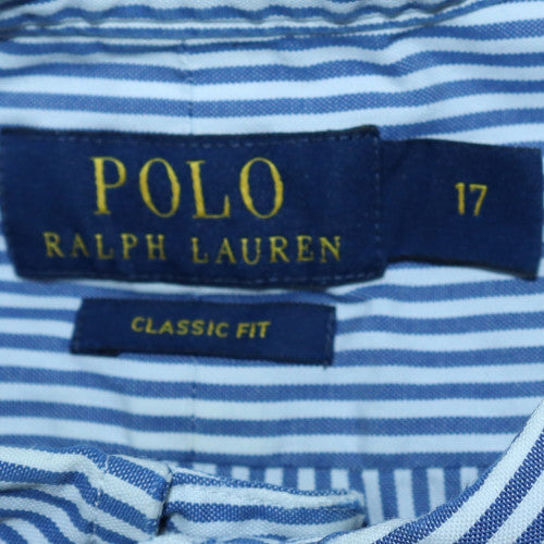 Ralph Lauren Men’s Blue Striped Button-Down Classic Fit Long Sleeve Shirt 17