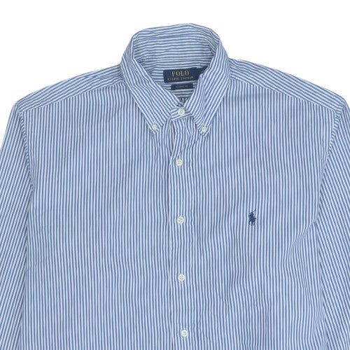 Ralph Lauren Men’s Blue Striped Button-Down Classic Fit Long Sleeve Shirt 17