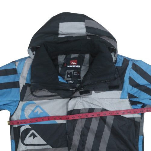 Quiksilver Men's Blue Geometric Hooded Ski Jacket Size S