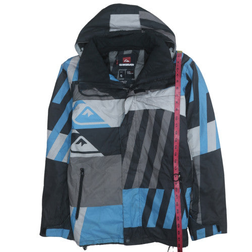 Quiksilver Men's Blue Geometric Hooded Ski Jacket Size S