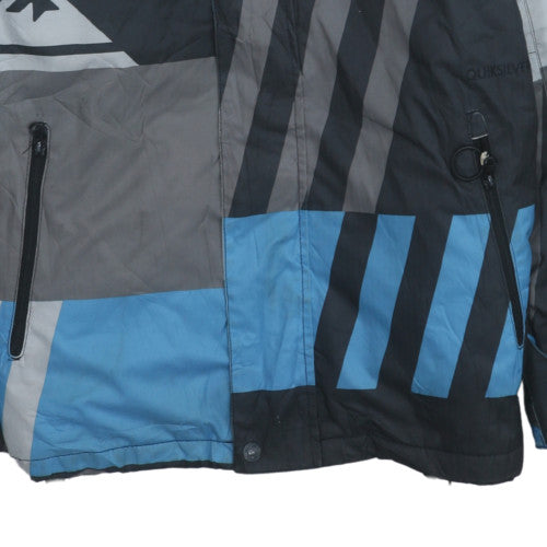 Quiksilver Men's Blue Geometric Hooded Ski Jacket Size S