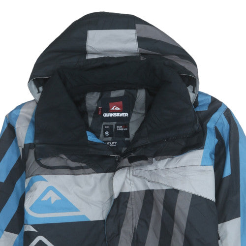 Quiksilver Men's Blue Geometric Hooded Ski Jacket Size S