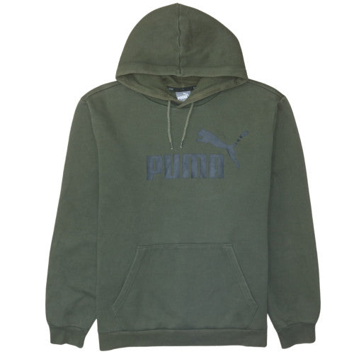 Puma Men's Green Pullover Hoodie L Logo Fleece Sweatshirt