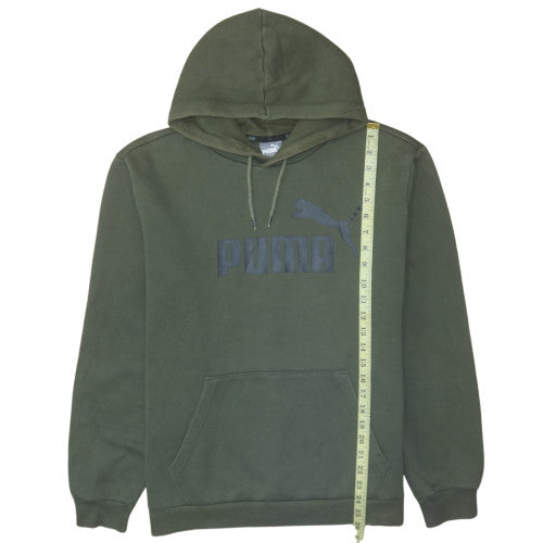Puma Men's Green Pullover Hoodie L Logo Fleece Sweatshirt