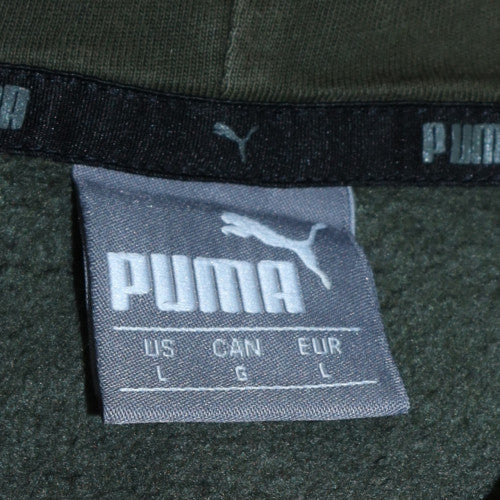 Puma Men's Green Pullover Hoodie L Logo Fleece Sweatshirt