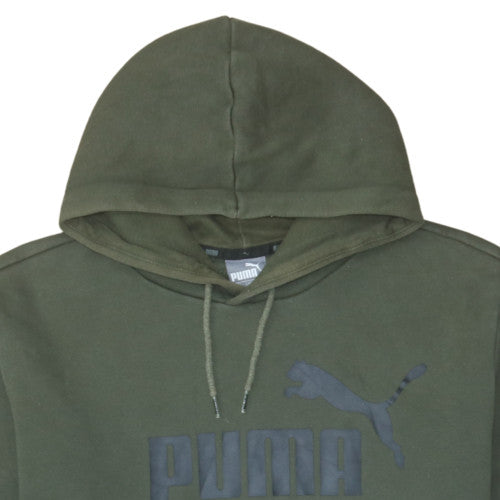 Puma Men's Green Pullover Hoodie L Logo Fleece Sweatshirt