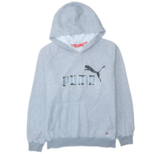 Puma Mens Grey Pullover Hoodie Size S Graphic Fleece Sweatshirt