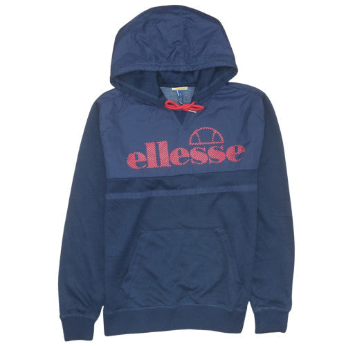 Ellesse Men's Blue Pullover Hoodie L Logo Sports Sweatshirt