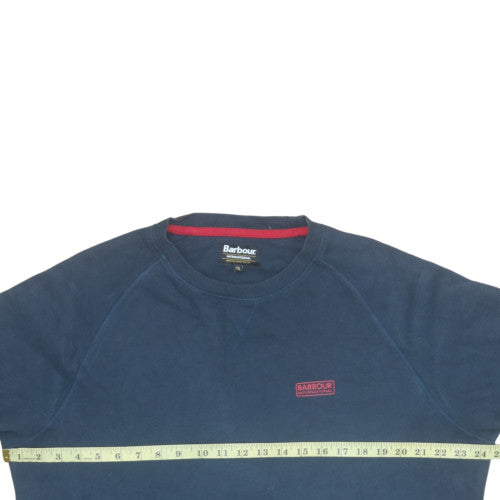 Barbour Mens Blue 2XL Pullover Sweatshirt Crew Neck Logo Jumper