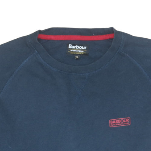 Barbour Mens Blue 2XL Pullover Sweatshirt Crew Neck Logo Jumper