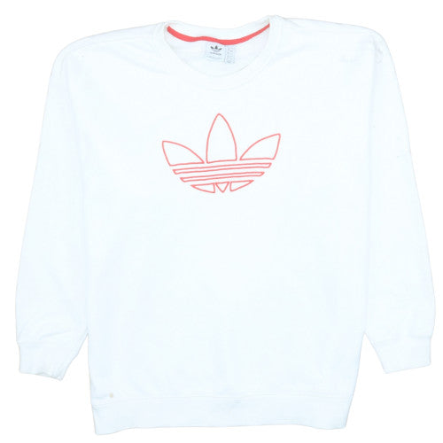 Adidas Womens White Crew Neck Pullover Sweatshirt Size 16 2XL