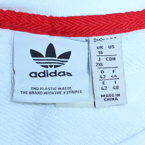 Adidas Womens White Crew Neck Pullover Sweatshirt Size 16 2XL