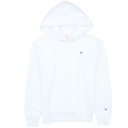 Champion Women's White Pullover Hoodie Small Logo Cotton Blend