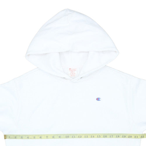 Champion Women's White Pullover Hoodie Small Logo Cotton Blend
