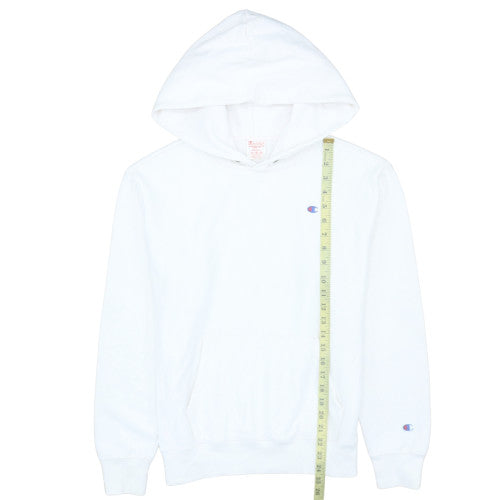 Champion Women's White Pullover Hoodie Small Logo Cotton Blend
