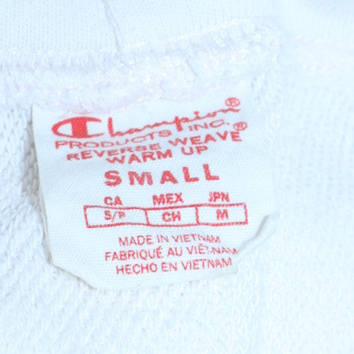 Champion Women's White Pullover Hoodie Small Logo Cotton Blend