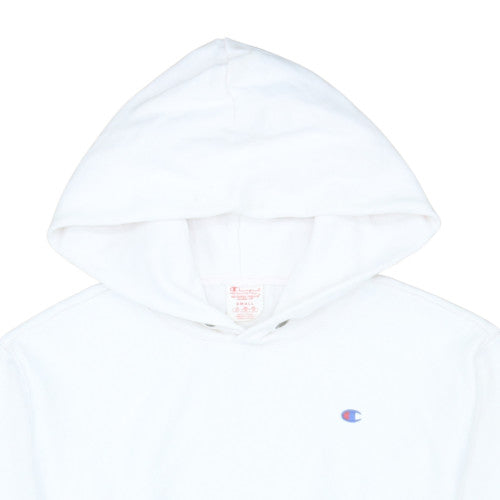 Champion Women's White Pullover Hoodie Small Logo Cotton Blend