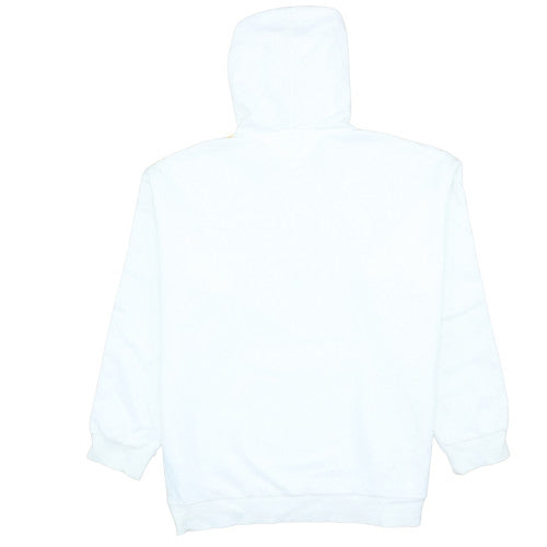 Tommy Hilfiger Women White Hoodie Medium Drawstring Logo Tape Cotton