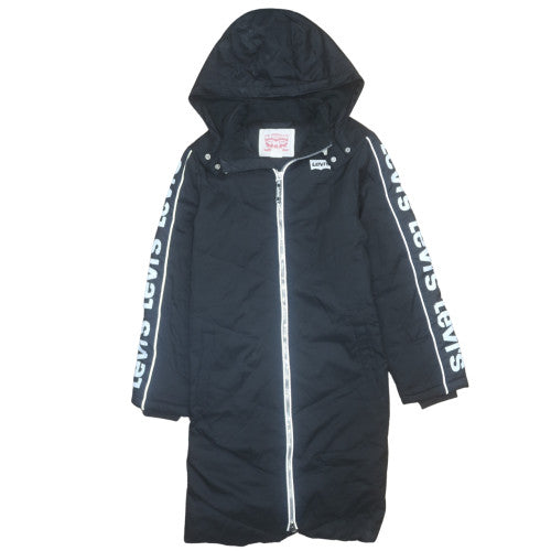 Levi's Boys Black Hooded Long Puffer Jacket Coat Size 12 Years