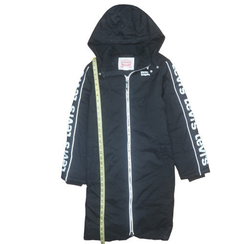 Levi's Boys Black Hooded Long Puffer Jacket Coat Size 12 Years