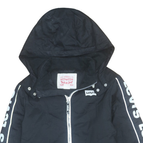 Levi's Boys Black Hooded Long Puffer Jacket Coat Size 12 Years