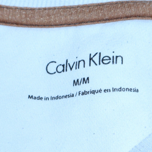 Calvin Klein Men's White Logo Crew Neck Pullover Sweatshirt M