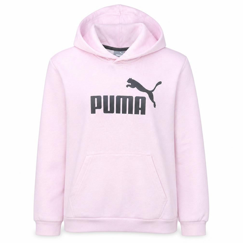 Front view of Puma Women Pink Pullover Hoodie Medium Logo Sport Sweatshirt