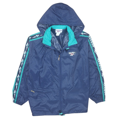 Reebok Men’s Blue Retro Hooded Windbreaker Jacket Size S