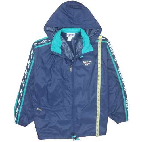 Reebok Men’s Blue Retro Hooded Windbreaker Jacket Size S