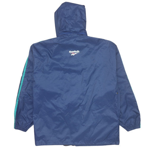 Reebok Men’s Blue Retro Hooded Windbreaker Jacket Size S
