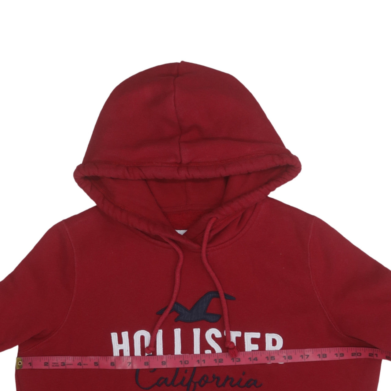 Hollister Mens Red Pullover Hoodie L Logo Fleece Sweatshirt