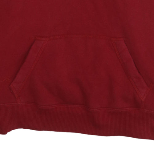 Hollister Mens Red Pullover Hoodie L Logo Fleece Sweatshirt