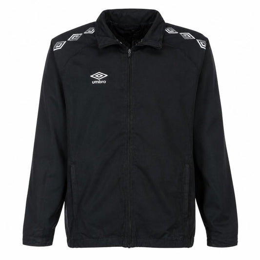 Front view of Umbro boys’ black 13-14 years track jacket full zip lightweight sports top