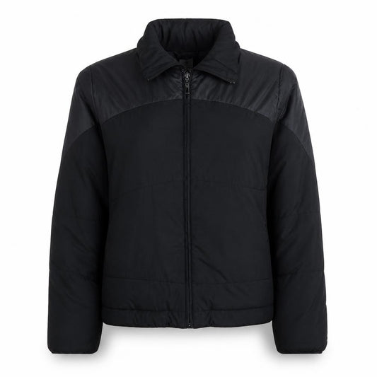 Front view of Adidas women’s black, size UK 16, full zip lightweight windbreaker jacket