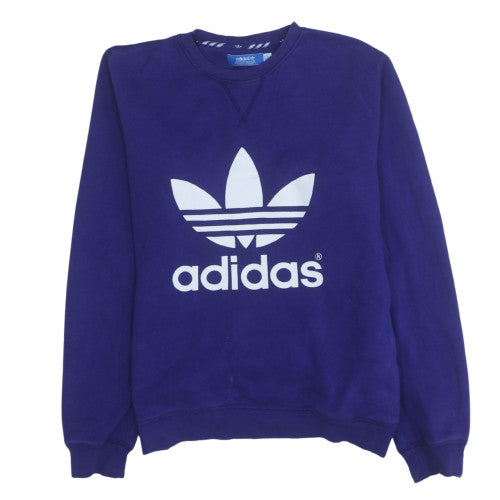 Adidas Men's Blue Graphic Logo Crew Neck Pullover Sweatshirt M