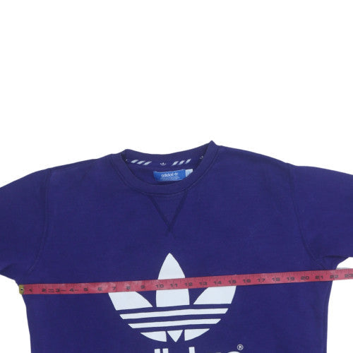 Adidas Men's Blue Graphic Logo Crew Neck Pullover Sweatshirt M