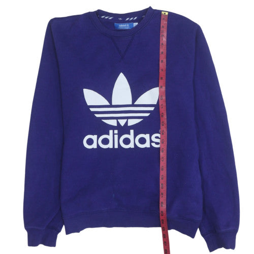 Adidas Men's Blue Graphic Logo Crew Neck Pullover Sweatshirt M