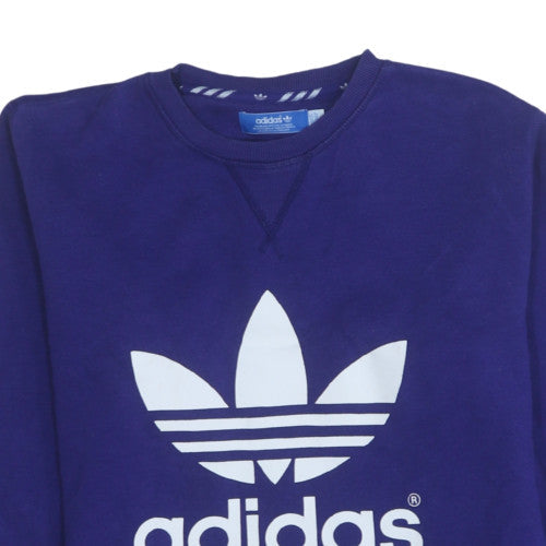 Adidas Men's Blue Graphic Logo Crew Neck Pullover Sweatshirt M