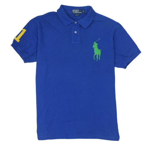 Ralph Lauren Men's Blue Custom Fit Polo Shirt L Embroidered Sports Logo