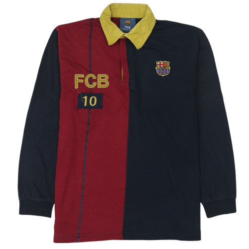 FC Barcelona Mens Red Navy Long Sleeve Polo Shirt XL