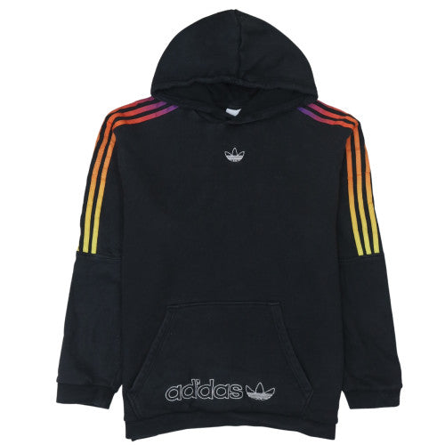 Adidas Men's Black 2XL Pullover Hoodie Retro Striped Shoulder Sportswear