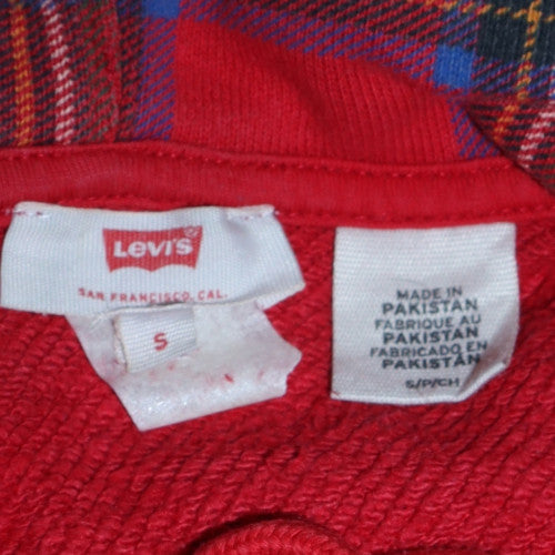 Levi's Men's Red Checked Pullover Hoodie Size S Regular Fit