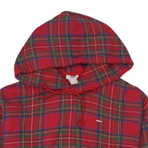 Levi's Men's Red Checked Pullover Hoodie Size S Regular Fit